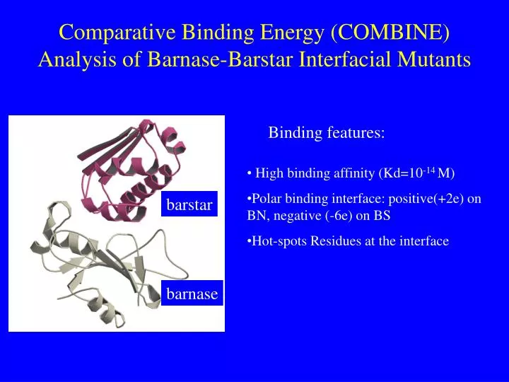 comparative binding energy combine analysis of barnase barstar interfacial mutants