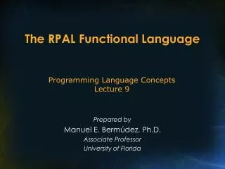 The RPAL Functional Language