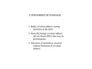 CATEGORIES OF DAMAGE