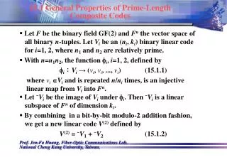 15.1 General Properties of Prime-Length Composite Codes