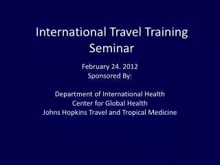 International Travel Training Seminar