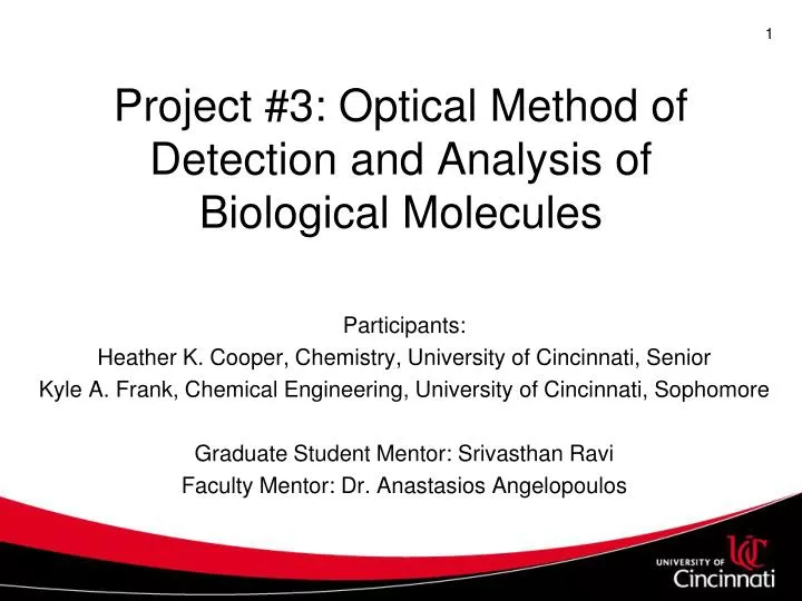 project 3 optical method of detection and analysis of biological molecules