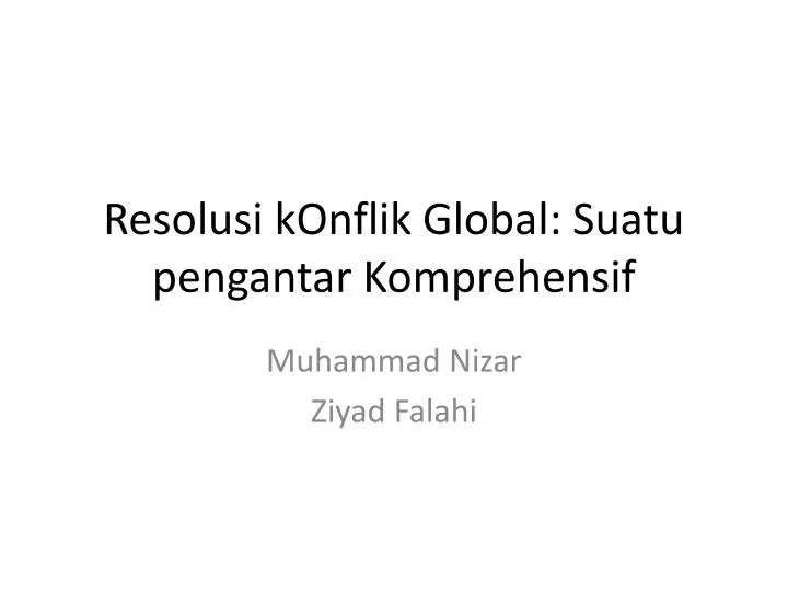 resolusi konflik global suatu pengantar komprehensif