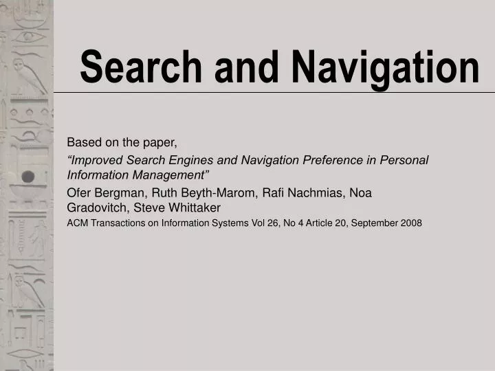 search and navigation
