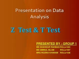 Presentation on Data Analysis