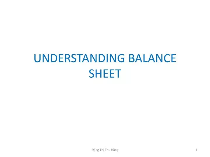 understanding balance sheet