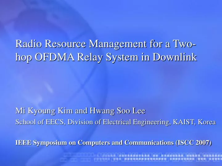 radio resource management for a two hop ofdma relay system in downlink