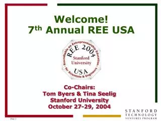 Welcome! 7 th Annual REE USA
