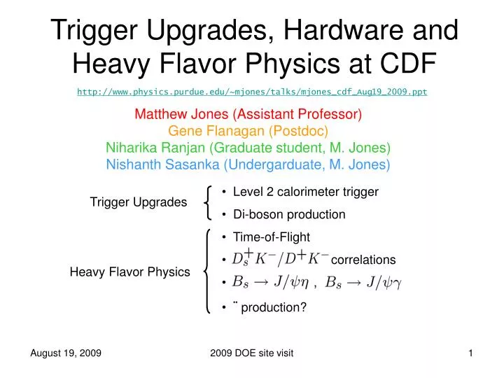 trigger upgrades hardware and heavy flavor physics at cdf