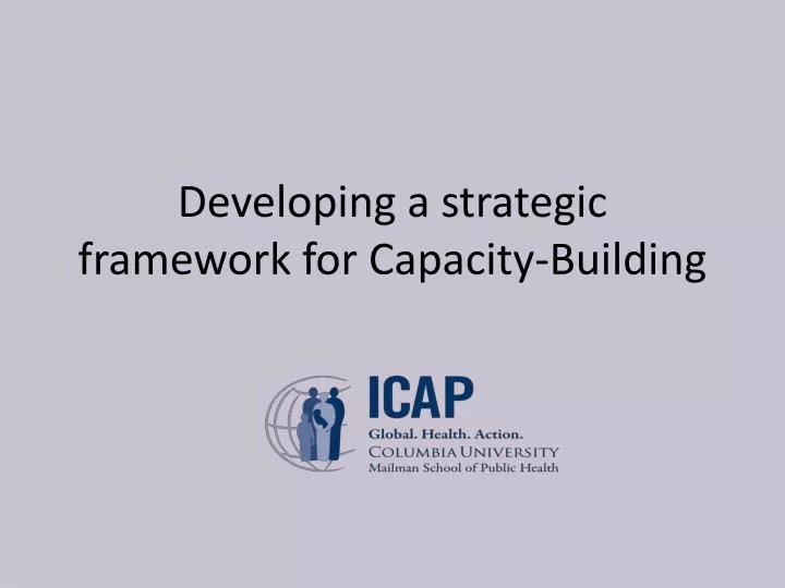 developing a strategic framework for capacity building