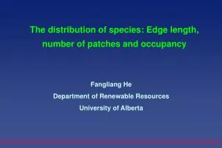 The distribution of species: Edge length, number of patches and occupancy