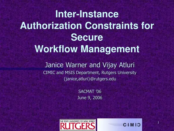 inter instance authorization constraints for secure workflow management