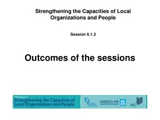 Outcomes of the sessions