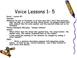 Voice Lessons 1- 5