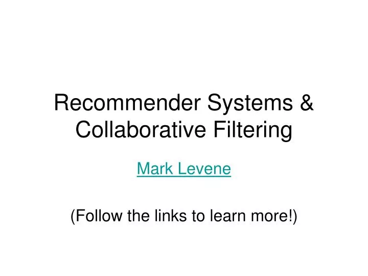 recommender systems collaborative filtering