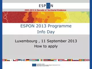 ESPON 2013 Programme Info Day