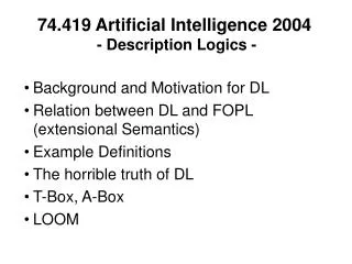74.419 Artificial Intelligence 2004 - Description Logics -