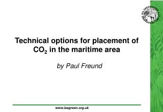 Technical options for placement of CO 2 in the maritime area