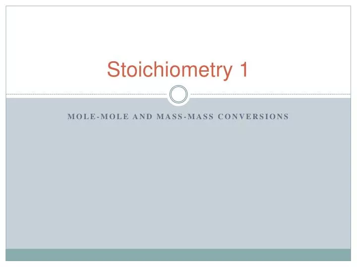 stoichiometry 1