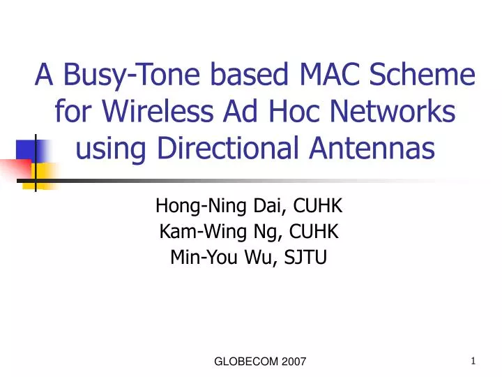 a busy tone based mac scheme for wireless ad hoc networks using directional antennas