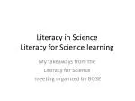 Literacy in Science Literacy for Science learning