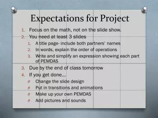 Expectations for Project