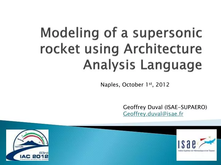 modeling of a supersonic rocket using architecture analysis language