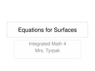 Equations for Surfaces