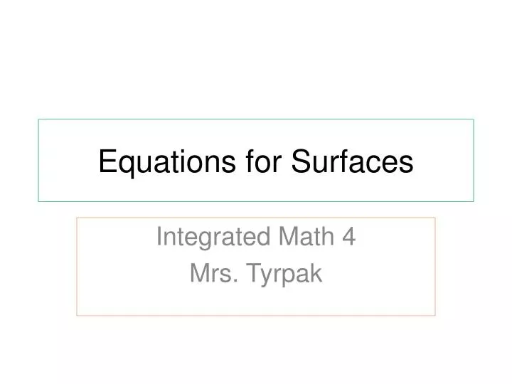 equations for surfaces