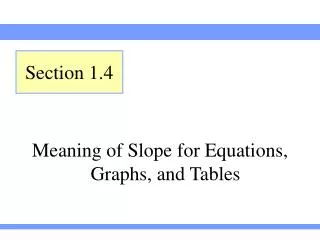 Meaning of Slope for Equations, Graphs, and Tables