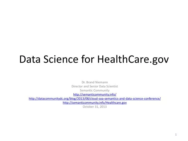 data science for healthcare gov