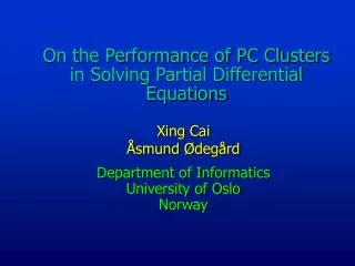 On the Performance of PC Clusters in Solving Partial Differential Equations