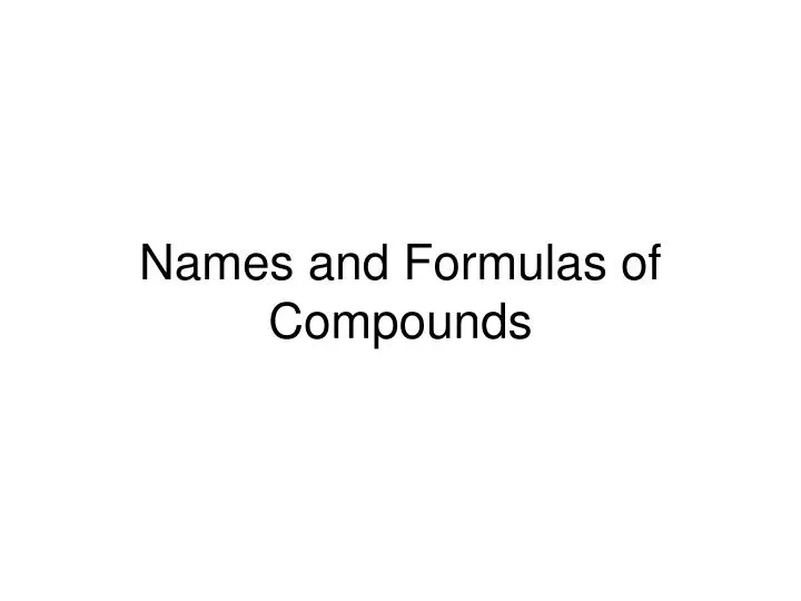 names and formulas of compounds
