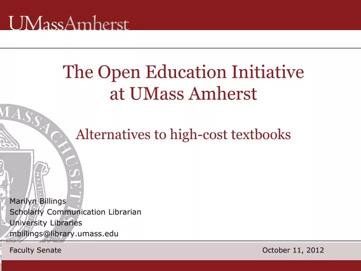 the open education initiative at umass amherst alternatives to high cost textbooks