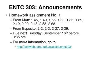 ENTC 303: Announcements