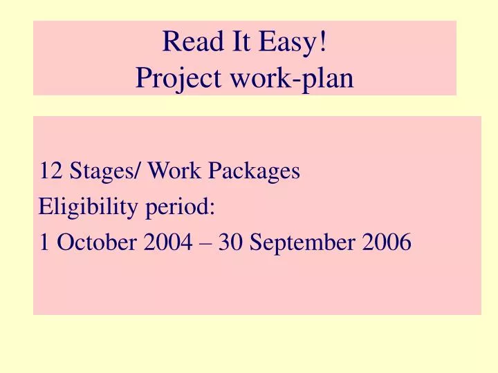 read it easy project work plan