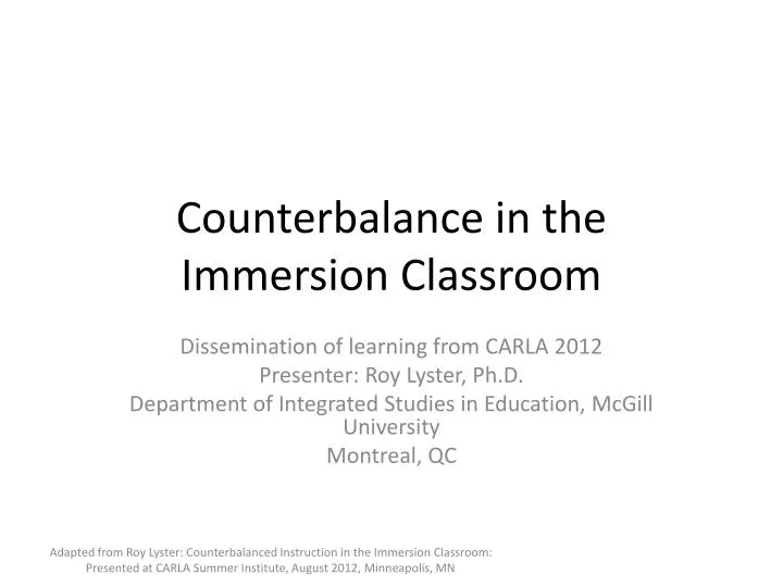 counterbalance in the immersion classroom