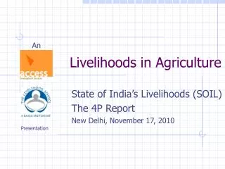 Livelihoods in Agriculture