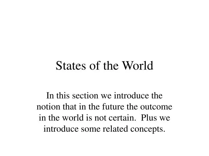 states of the world