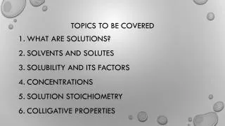 Topics to be covered