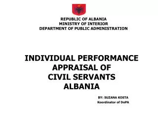 REPUBLIC OF ALBANIA MINISTRY OF INTERIOR DEPARTMENT OF PUBLIC ADMINISTRATION