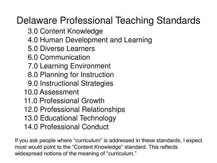 delaware professional teaching standards