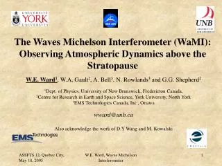 The Waves Michelson Interferometer (WaMI): Observing Atmospheric Dynamics above the Stratopause