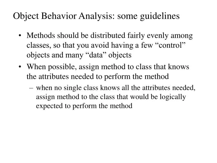object behavior analysis some guidelines