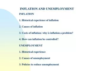 INFLATION AND UNEMPLOYMENT