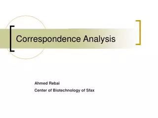 Correspondence Analysis