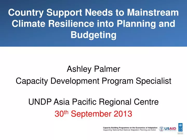 country support needs to mainstream climate resilience into planning and budgeting