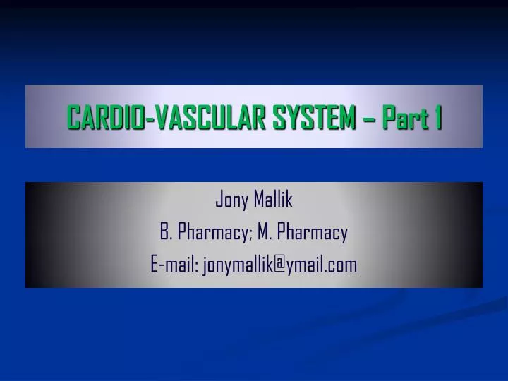 cardio vascular system part 1