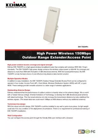 High Power Wireless 150Mbps Outdoor Range Extender/Access Point