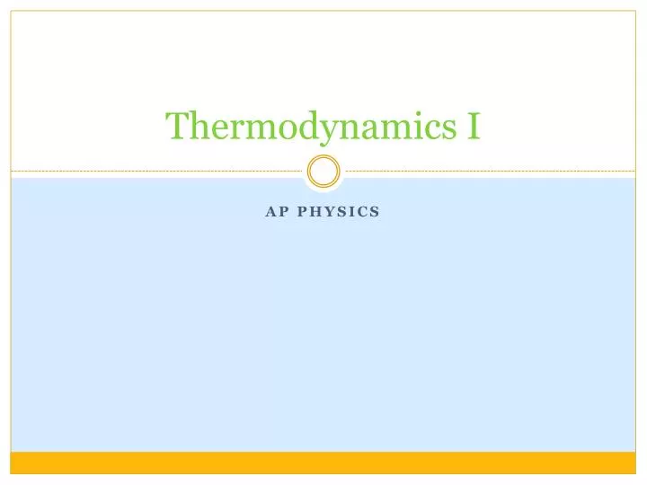 thermodynamics i